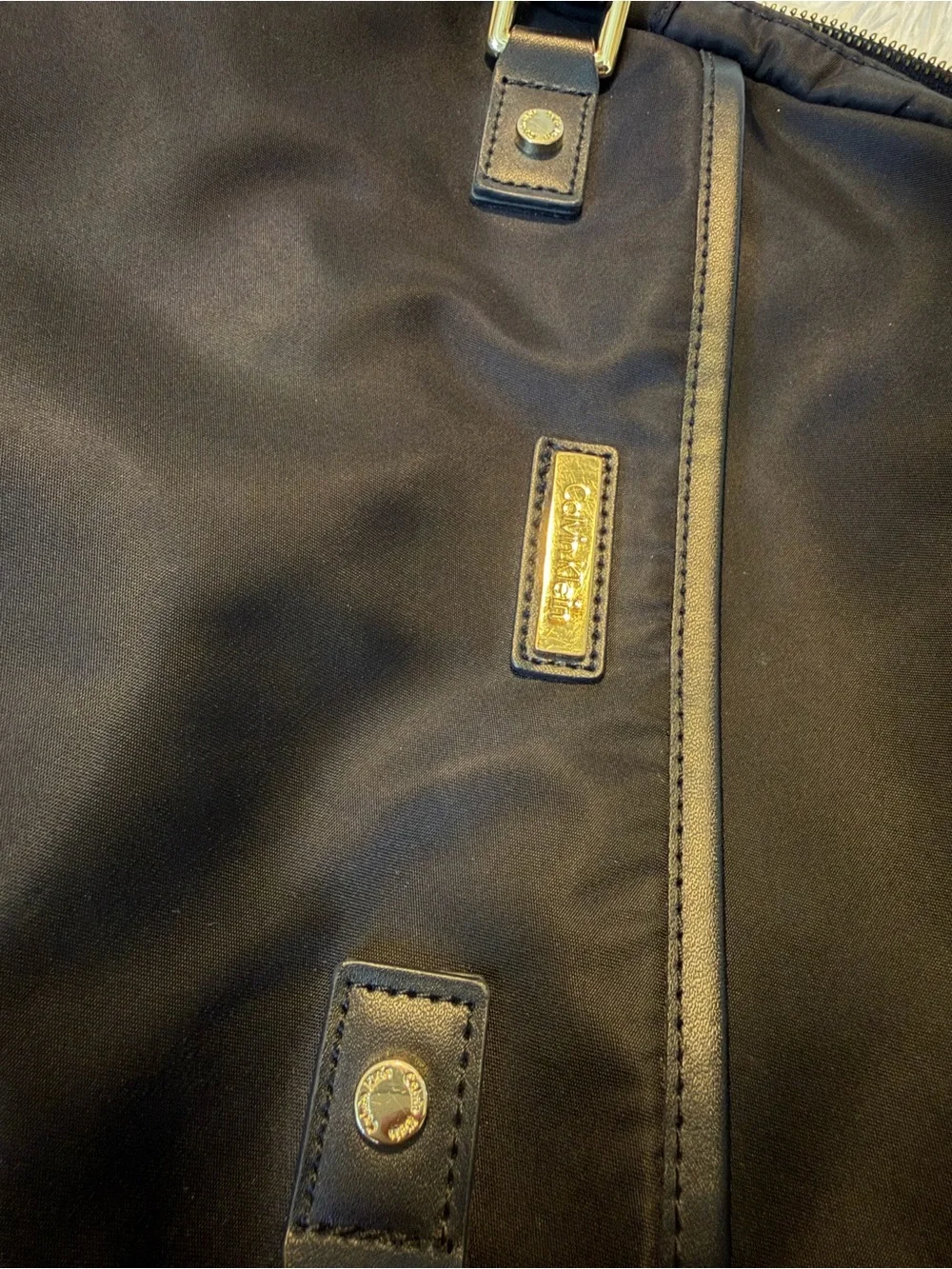 Calvin Klein Black Nylon Mini Backpack with Gold Hardware